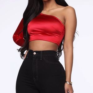 Satin Red Crop Top